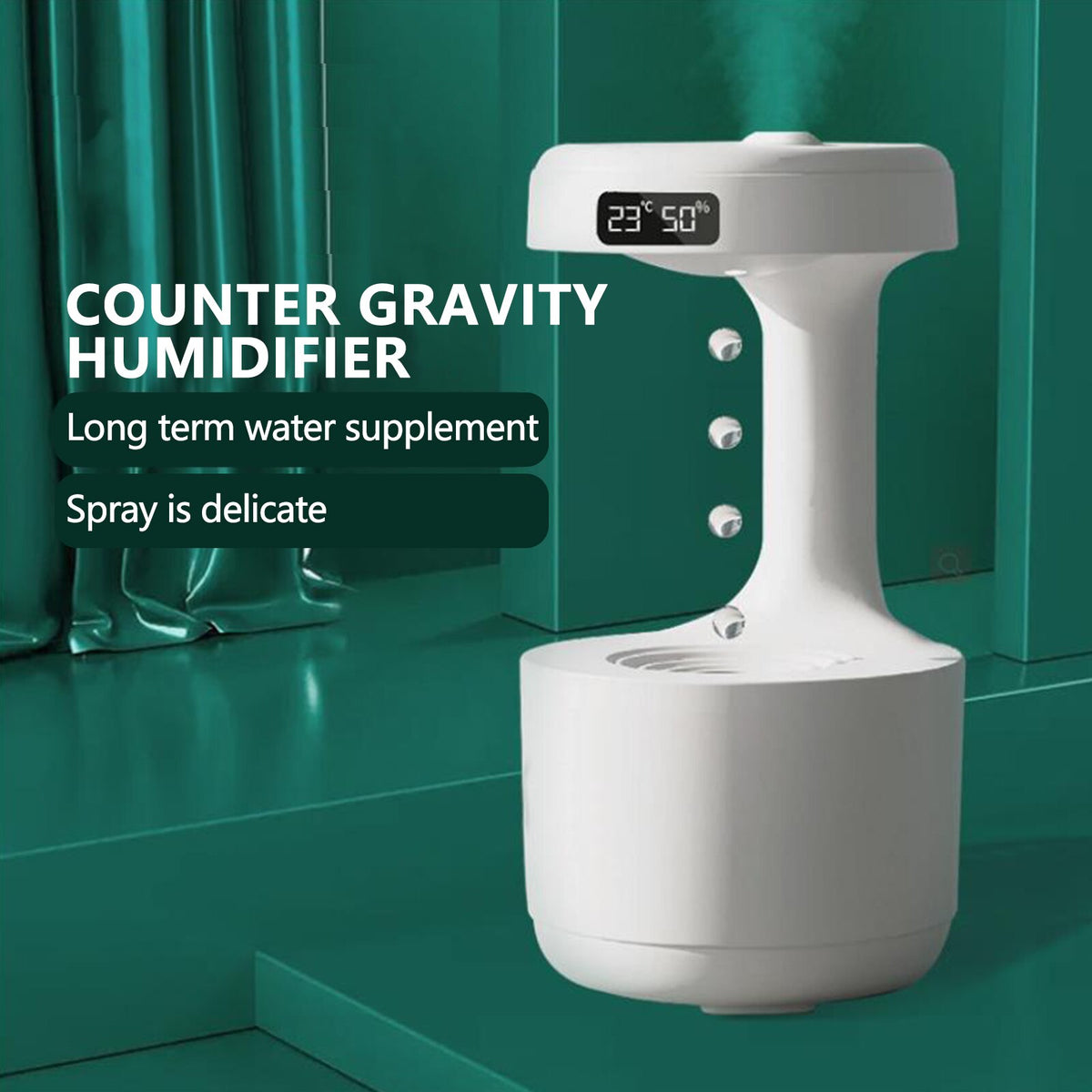 800Ml Water Drop Humidifier with Time Display Anti-Gravity Perfume Aromatherapy Air Humidifiers Desk Air Purifiers Home Decor