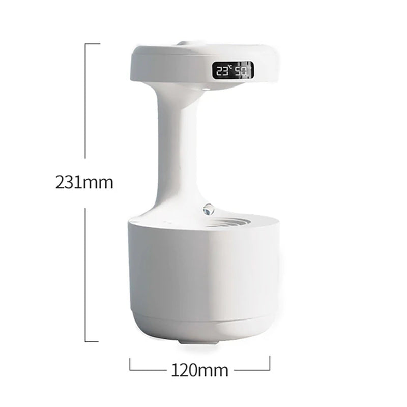 800Ml Water Drop Humidifier with Time Display Anti-Gravity Perfume Aromatherapy Air Humidifiers Desk Air Purifiers Home Decor