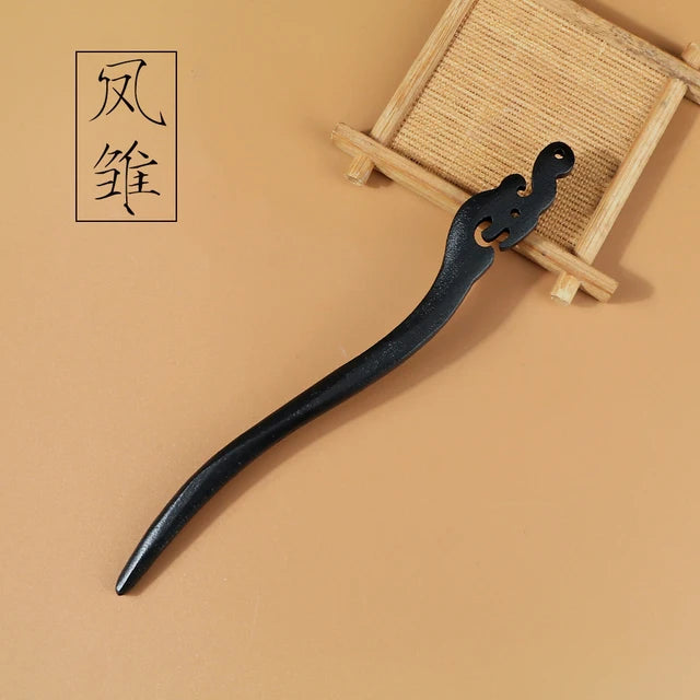 Chinese Carved Wooden Hairpins 