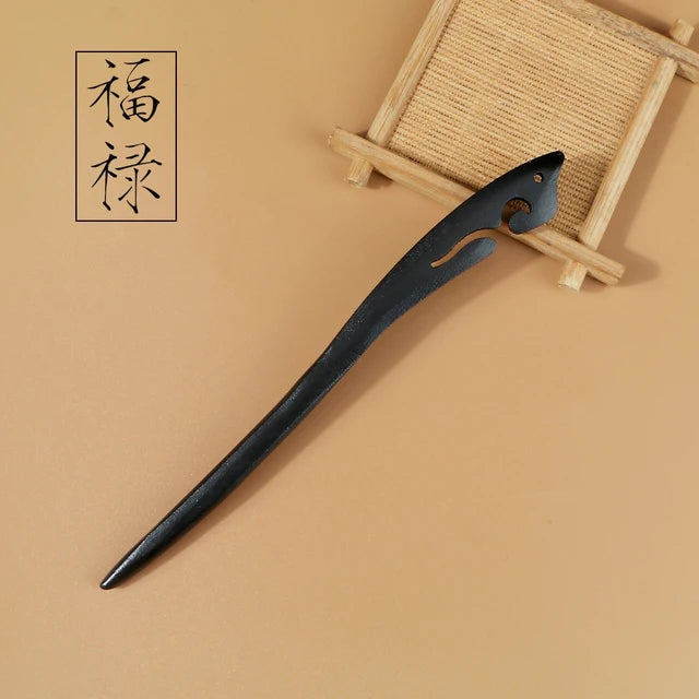 Chinese Carved Wooden Hairpins 