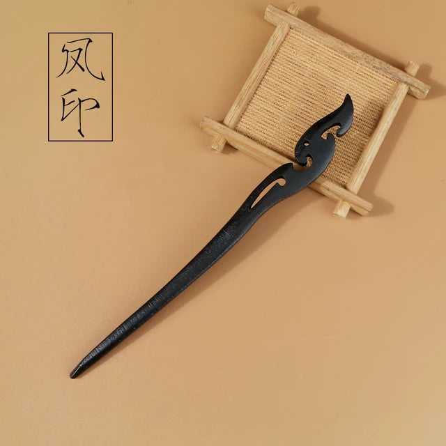 Chinese Carved Wooden Hairpins 