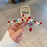 Retro Flower Butterfly Tassel Hair Clip 