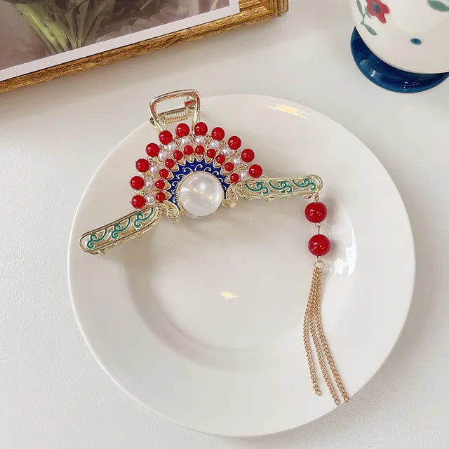 Retro Flower Butterfly Tassel Hair Clip 