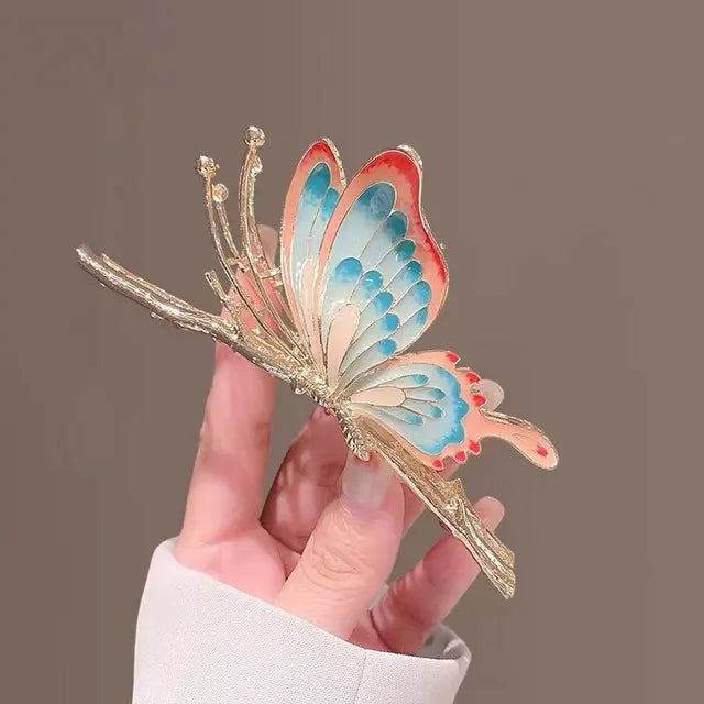 Retro Flower Butterfly Tassel Hair Clip 